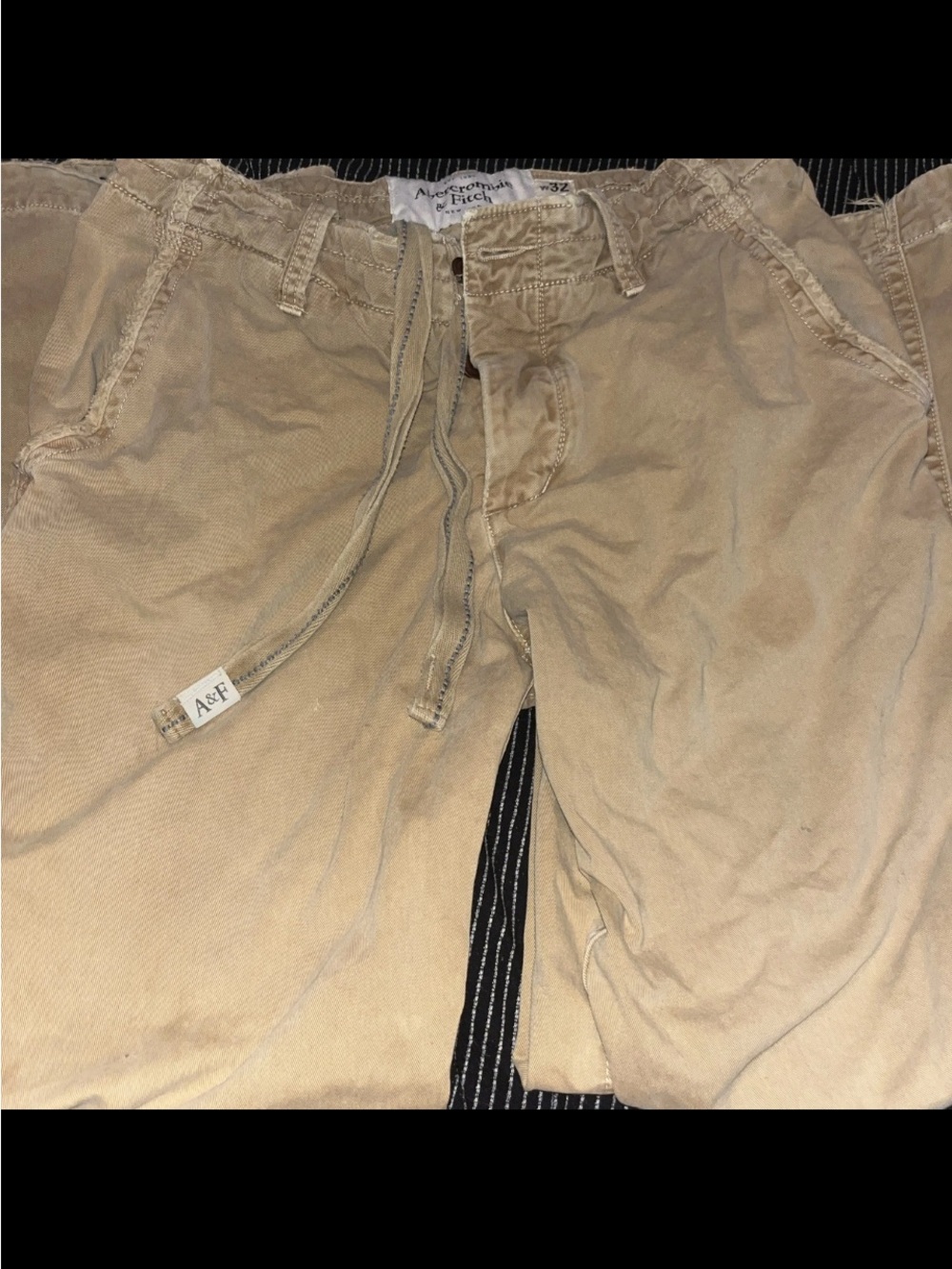 Abercrombie & Fitch Men's Light Tan Drawstring Chinos